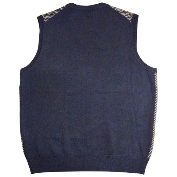 Brooks Brothers 346 Extra Fine Merino Wool V-Neck Sweater Vest, Large, Navy/Gray - Picture 4 of 8